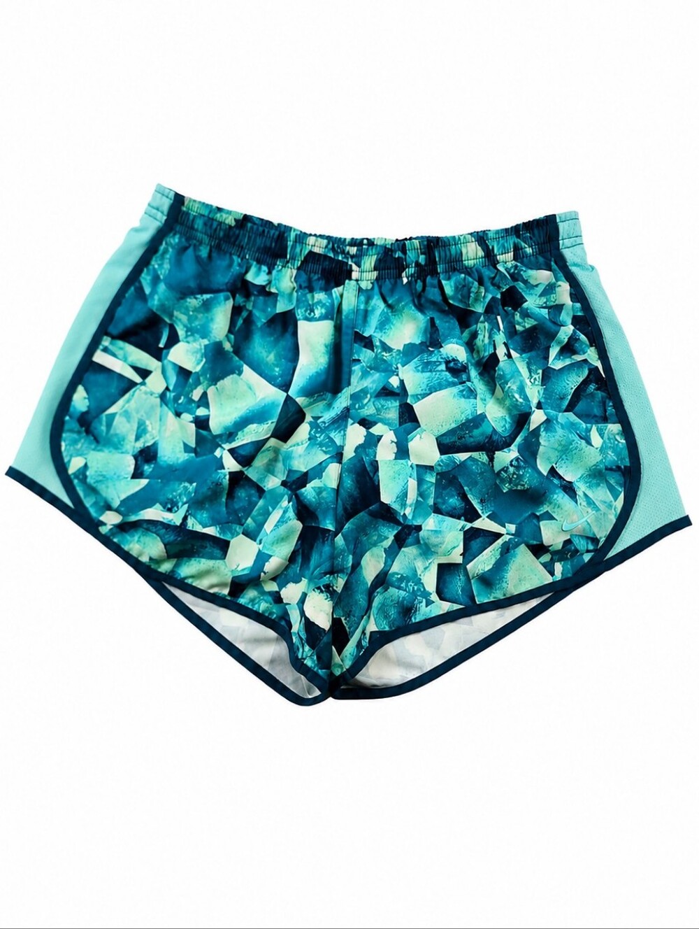 Nike Dri-FIT Tempo Running Shorts Girls L Teal Crystal Print Track Athletic